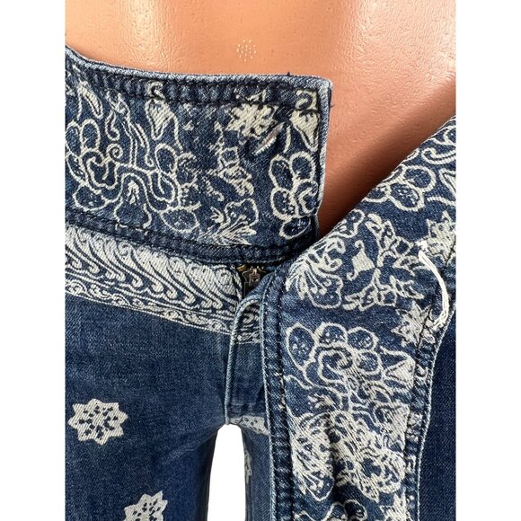 Free People Bohemian Printed Bell Bottom Flare Jeans - Picture 5 of 16
